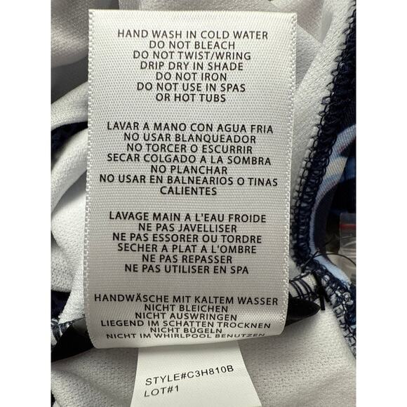 CARMEN MARC VALVO Swimsuit One Piece Size 8 Floral Mesh Maritime One shoulder - Picture 7 of 8